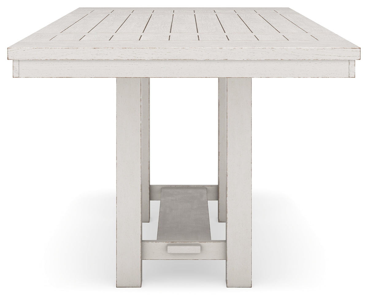 Robbinsdale Antique White Counter Height Dining Table, 4 Barstools and Bench - Ornate Home