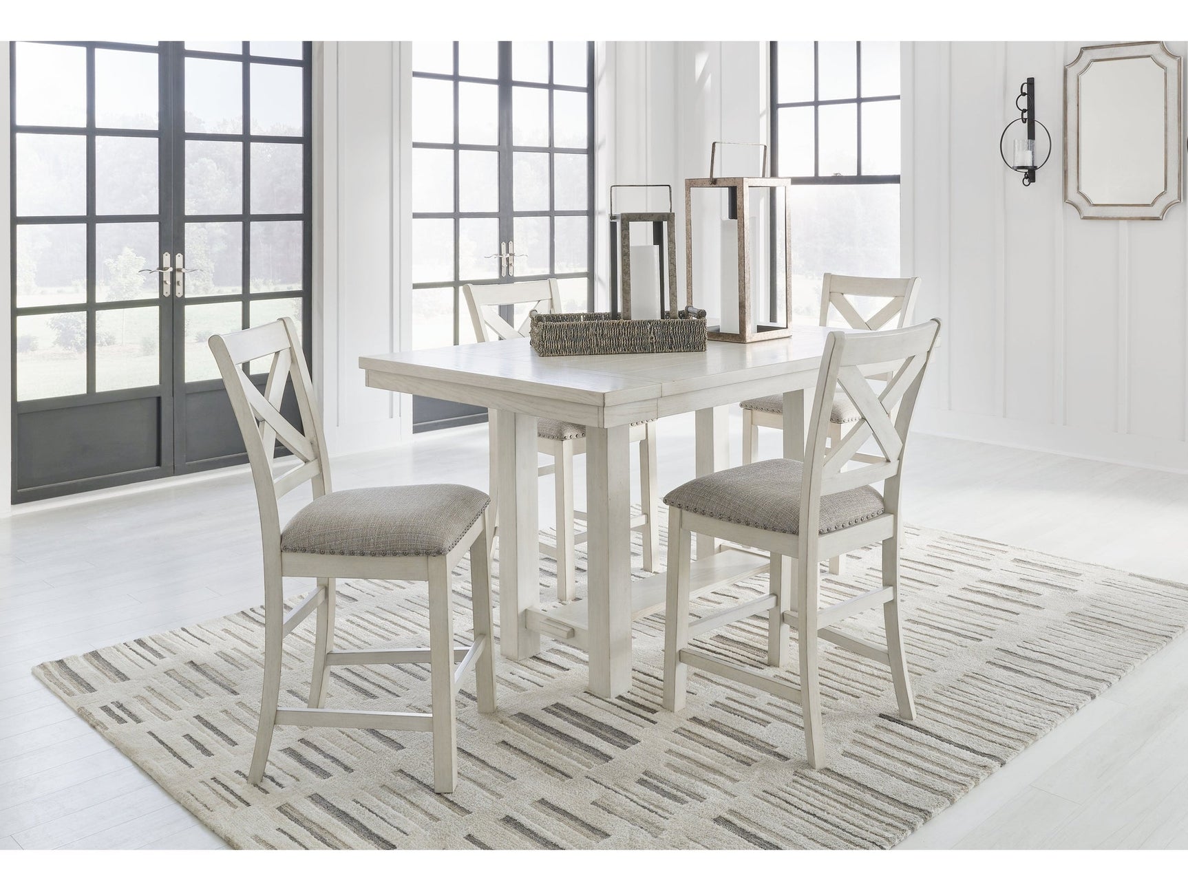 Robbinsdale Antique White Counter Height Dining Table and 4 Barstools (Online Special Price) - Ornate Home