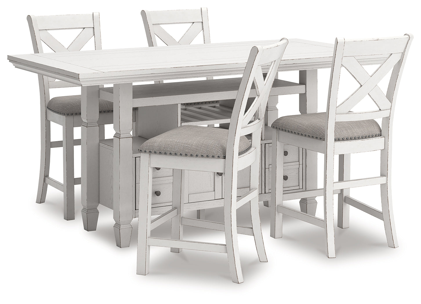 Robbinsdale Antique White Counter Height Dining Table and 4 Barstools (Online Special Price) - Ornate Home