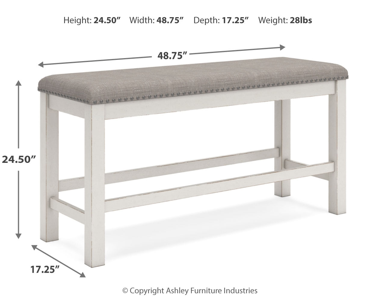 Robbinsdale Antique White Counter Height Extension Dining Table, 6 Barstools and Bench (Online Special Price) - Ornate Home