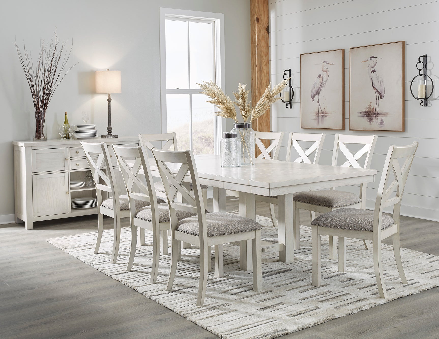 Robbinsdale Antique White Dining Table w/8 Chairs - Ornate Home