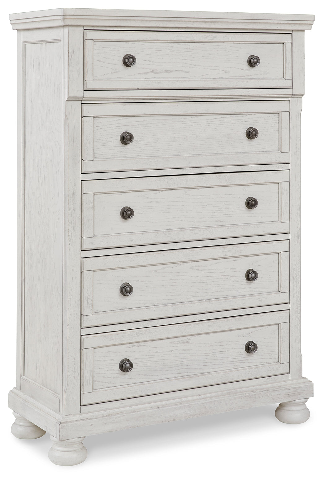 Robbinsdale Antique White King Panel Bed & Dresser & Mirror & Chest & 2 Nightstands (Online Special Price) - Ornate Home