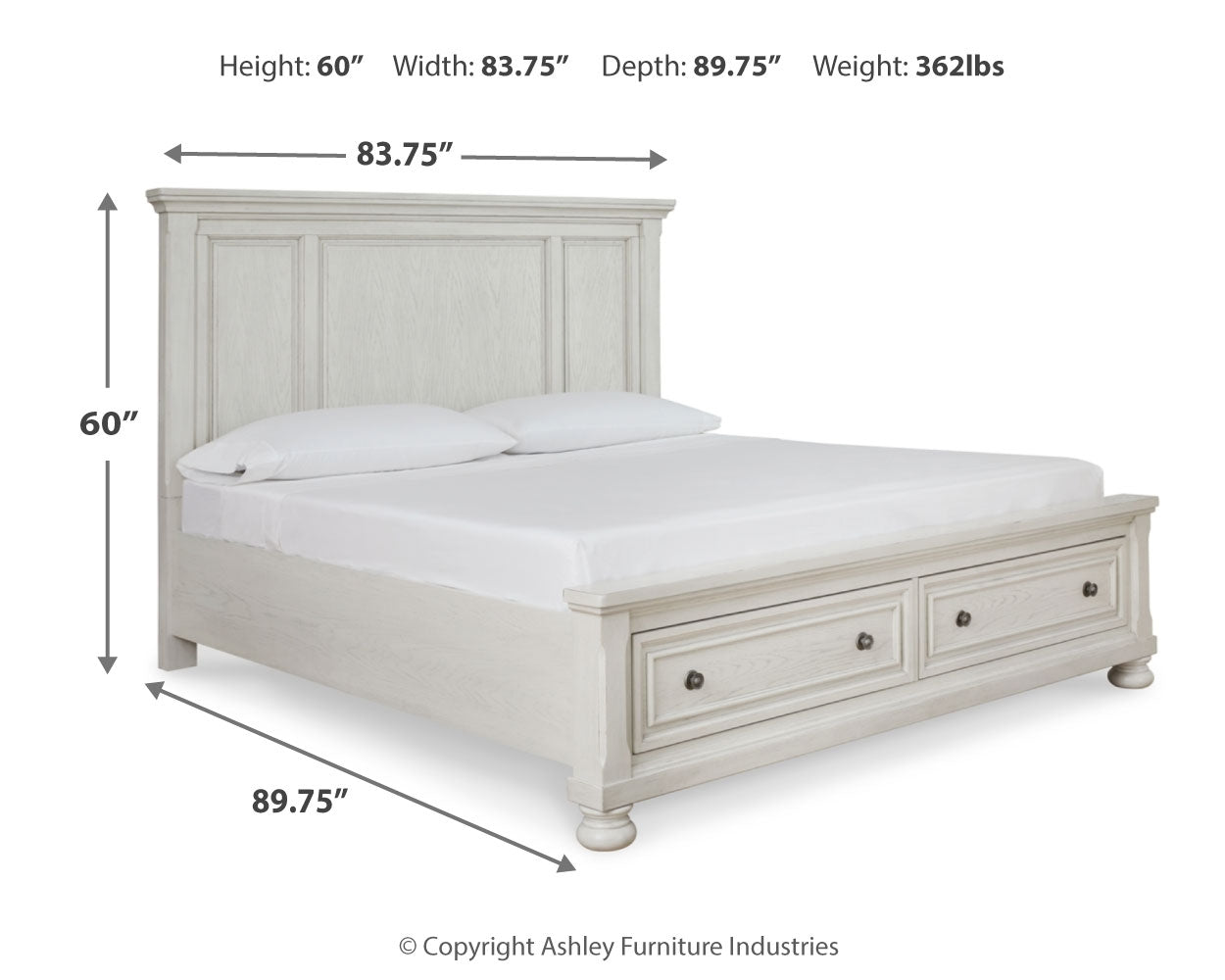Robbinsdale Antique White King Storage Bedroom Set with 2 Nightstands (Online Special Price) - Ornate Home