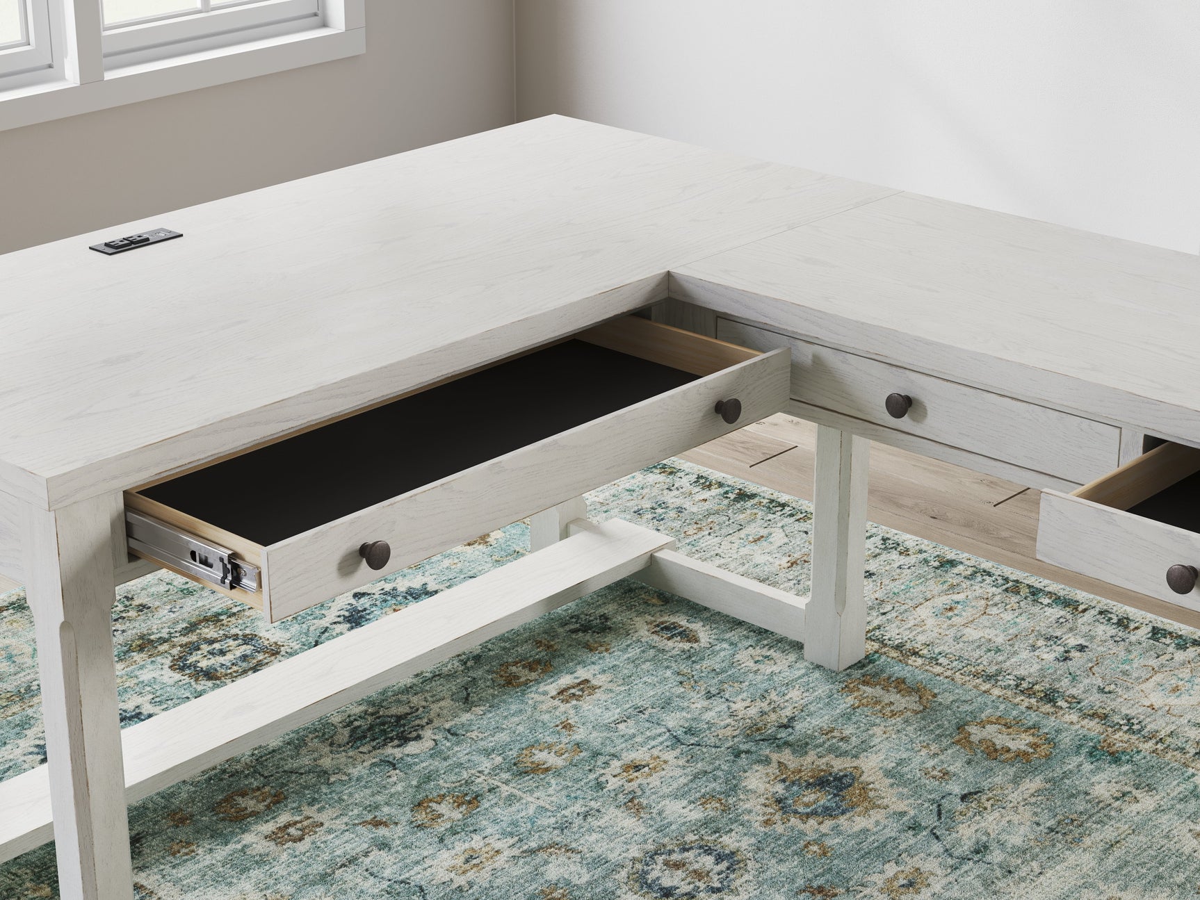 Robbinsdale Antique White L-Shaped Home Office Desk (Online Special Price) - Ornate Home