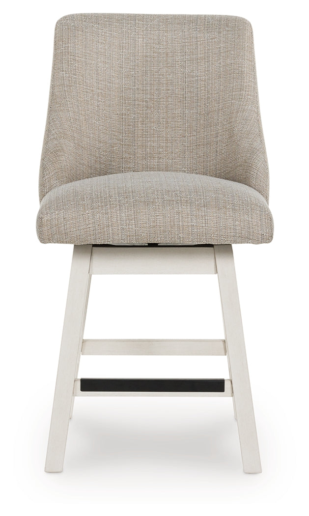 Robbinsdale Antique White Upholstered Swivel Barstool (Set of 2) - Ornate Home