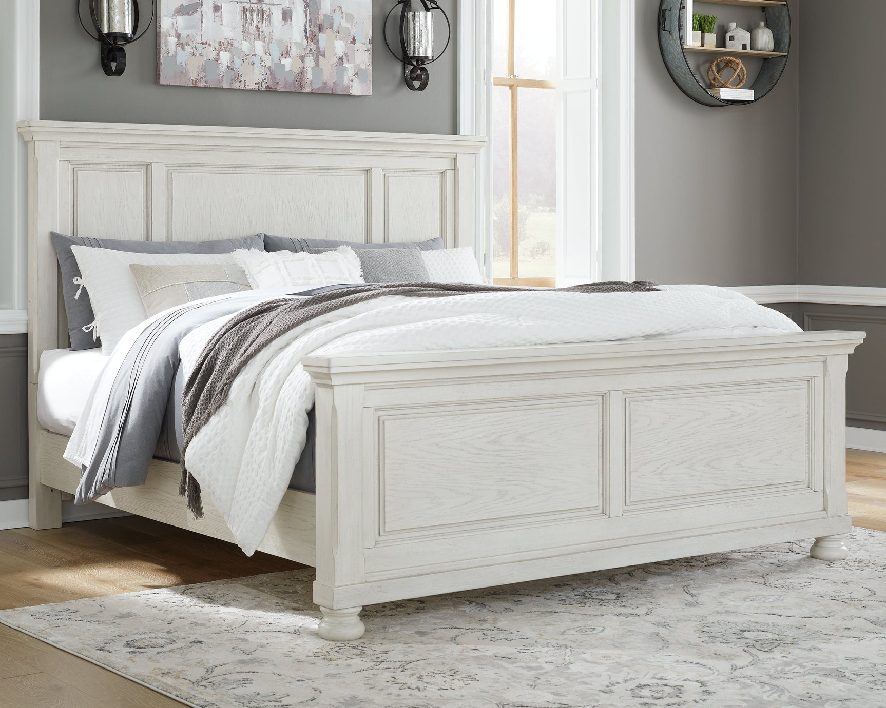 Robbinsdale White Queen Panel Bedroom Set with Dresser and Mirror (Online Special Price) - Ornate Home