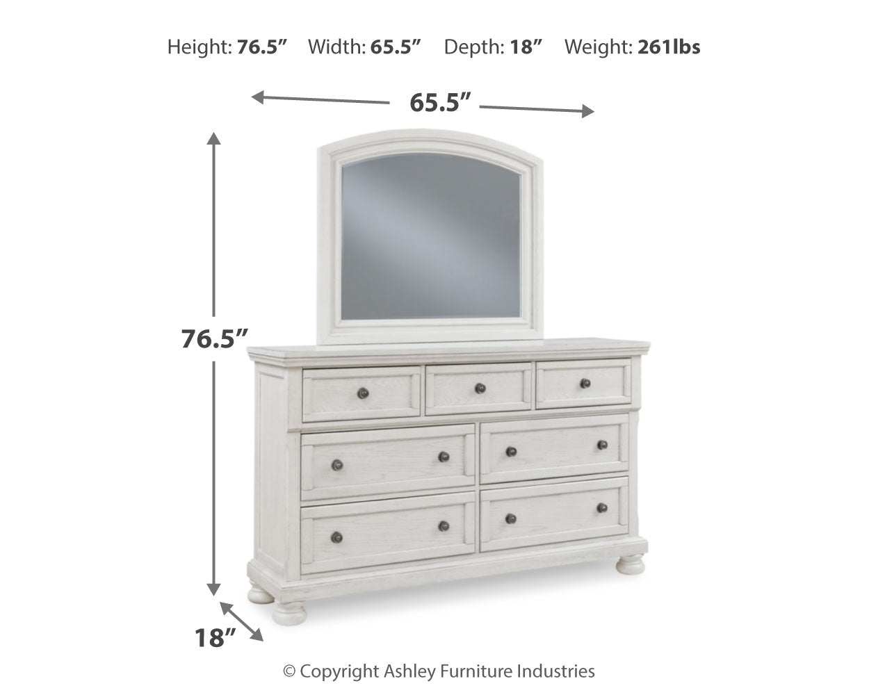 Robbinsdale White Queen Panel Storage Bedroom Set with Dresser, Mirror and Chest - Ornate Home