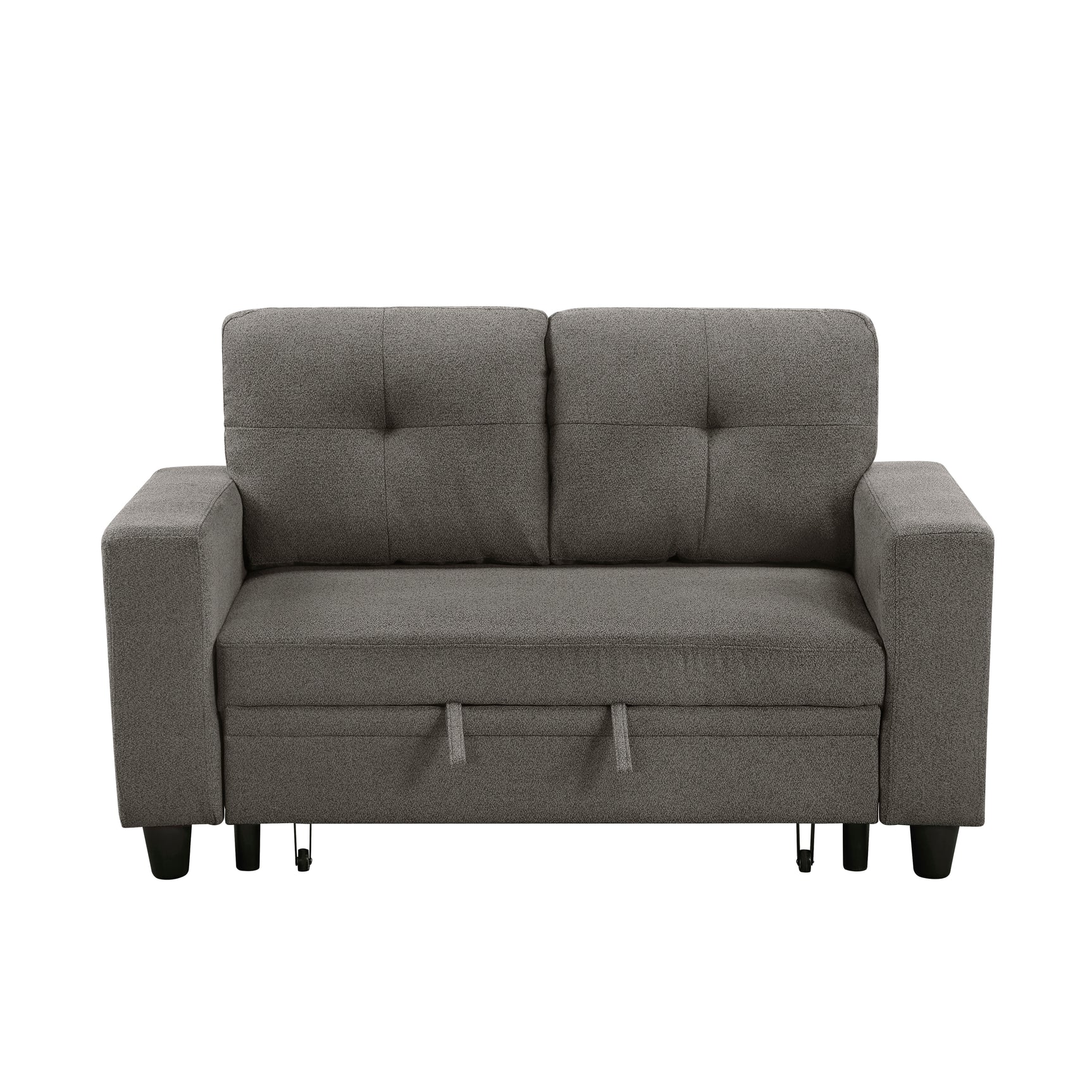 Robinson Dark Brown Pull-Out Loveseat with Storage Shelves and USB Charging Ports - Ornate Home