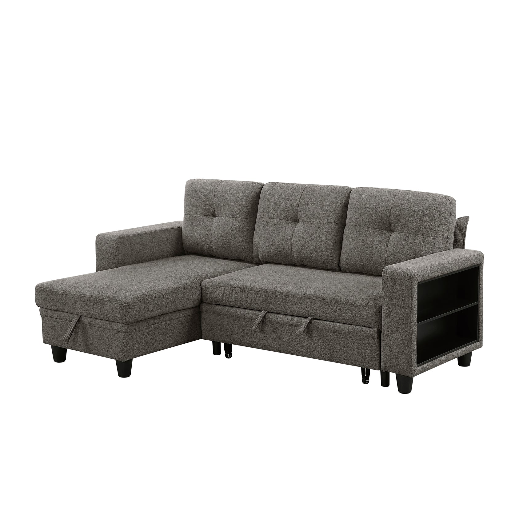 Robinson Dark Brown Sectional with Reversible Chaise and Pull-out Bed - Ornate Home