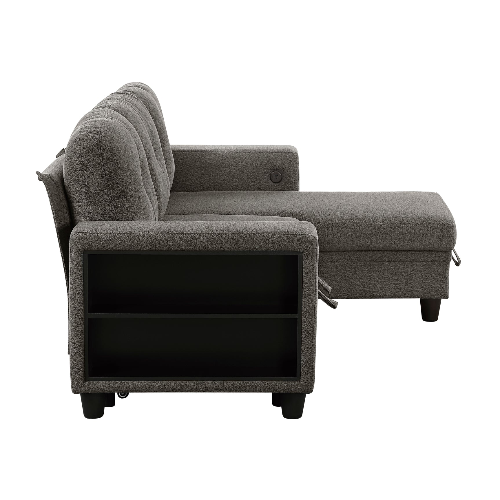 Robinson Dark Brown Sectional with Reversible Chaise and Pull-out Bed - Ornate Home