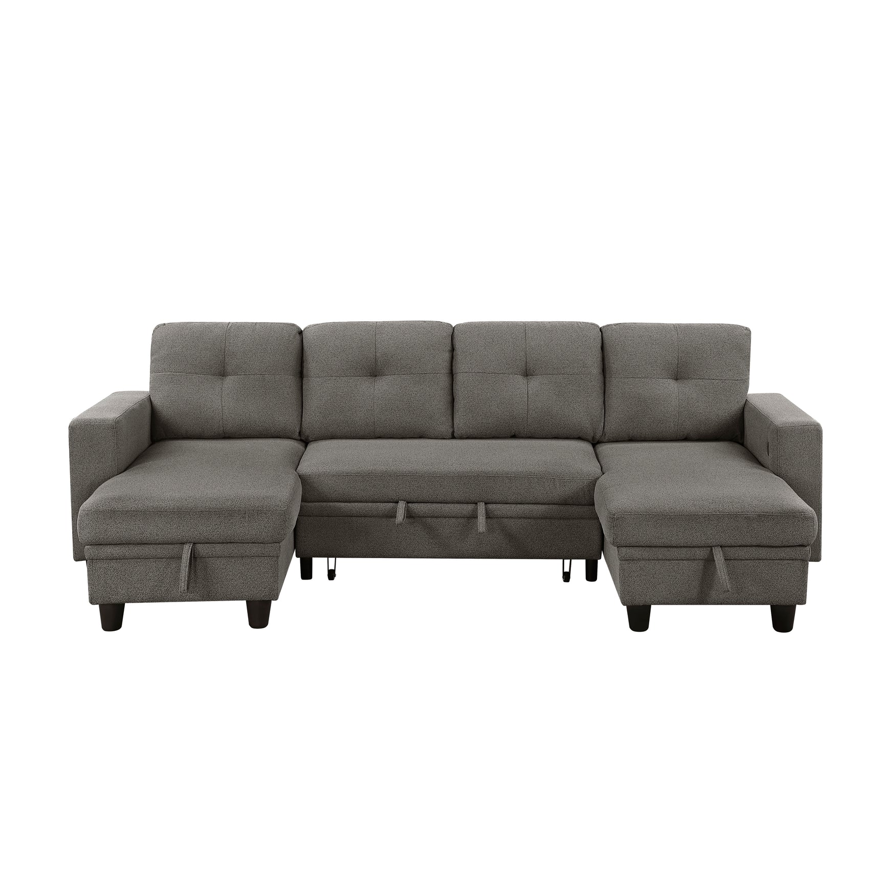 Robinson Dark Brown Sectional with Two Chaises and Pull-out Bed - Ornate Home