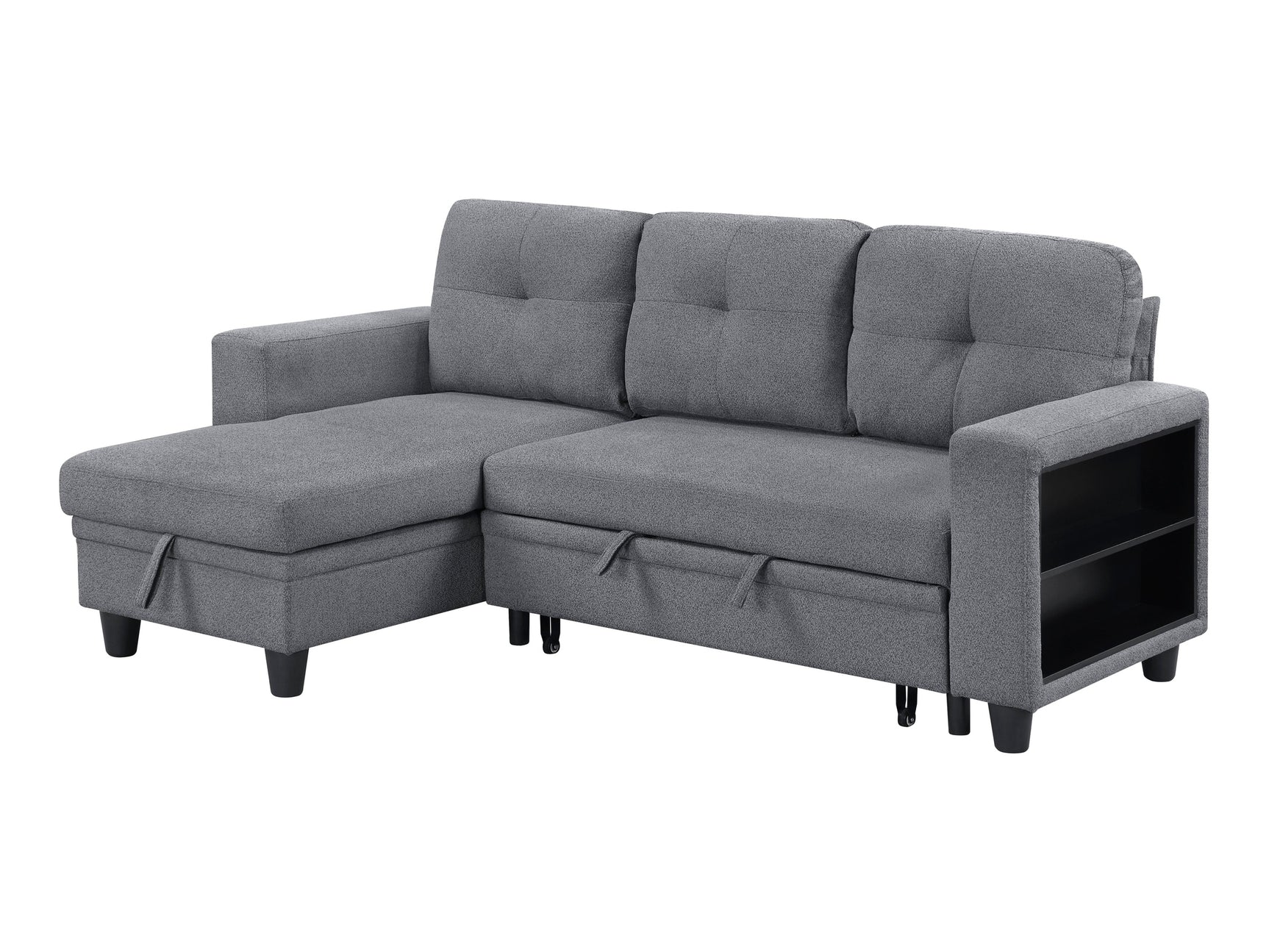 Robinson Gray Sectional with Reversible Chaise and Pull-out Bed - Ornate Home