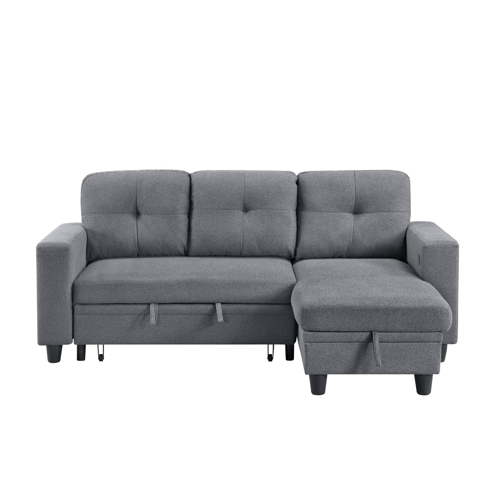Robinson Gray Sectional with Reversible Chaise and Pull-out Bed - Ornate Home