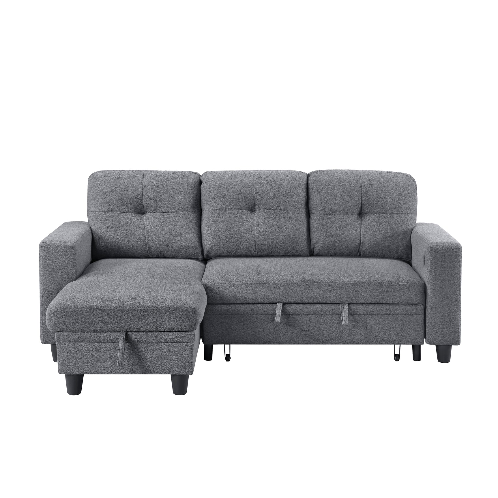 Robinson Gray Sectional with Reversible Chaise and Pull-out Bed - Ornate Home