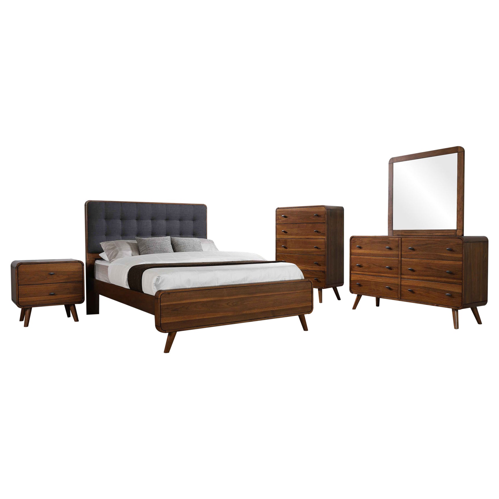 Robyn Dark Walnut 5-piece Full Bedroom Set - Ornate Home
