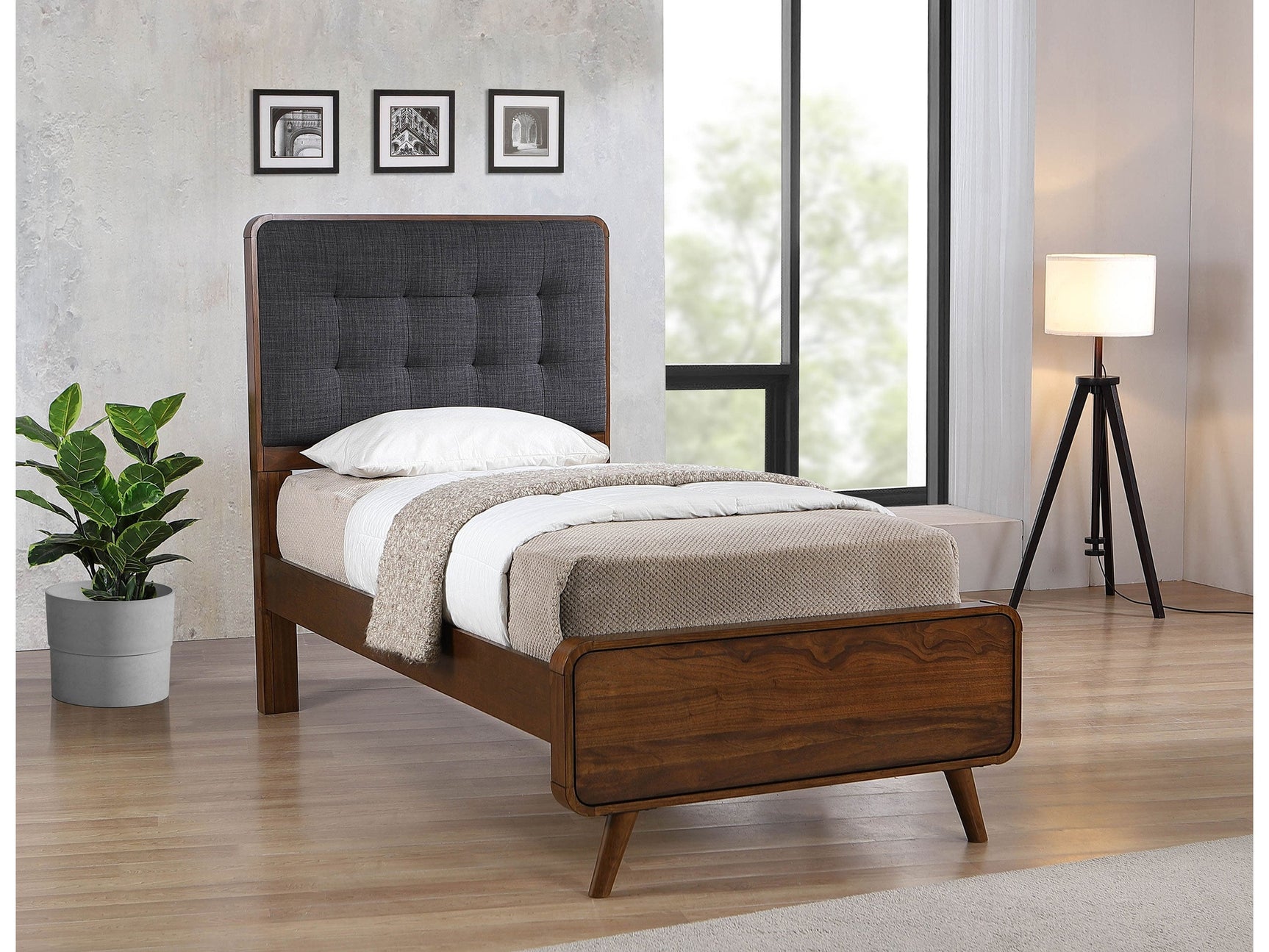 Robyn Dark Walnut Wood Twin Platform Bed - Ornate Home