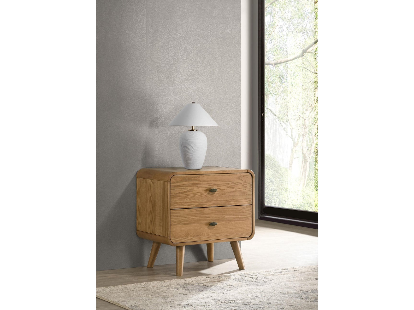 Robyn Light Ash 2-drawer Nightstand Bedside Table - Ornate Home