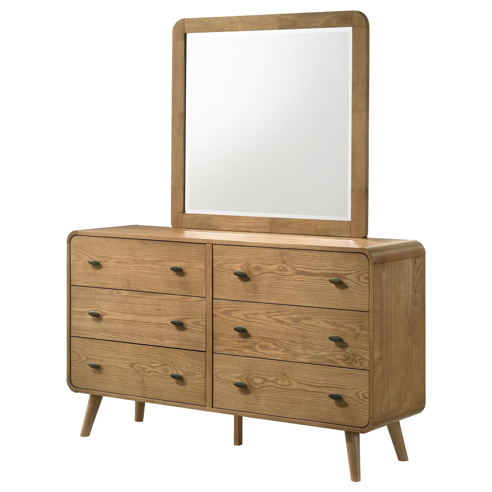Robyn Light Ash 6-drawer Bedroom Dresser and Mirror - Ornate Home