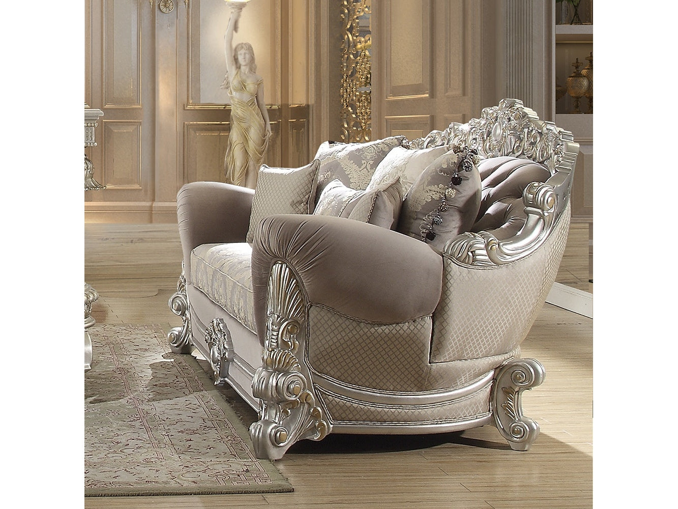 Rochester Silver Loveseat / HD-372 - Ornate Home