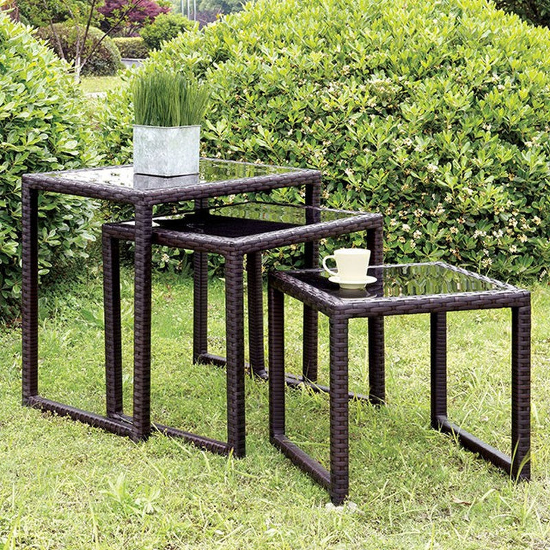 Rocio Espresso Outdoor Nesting Side Tables - Ornate Home