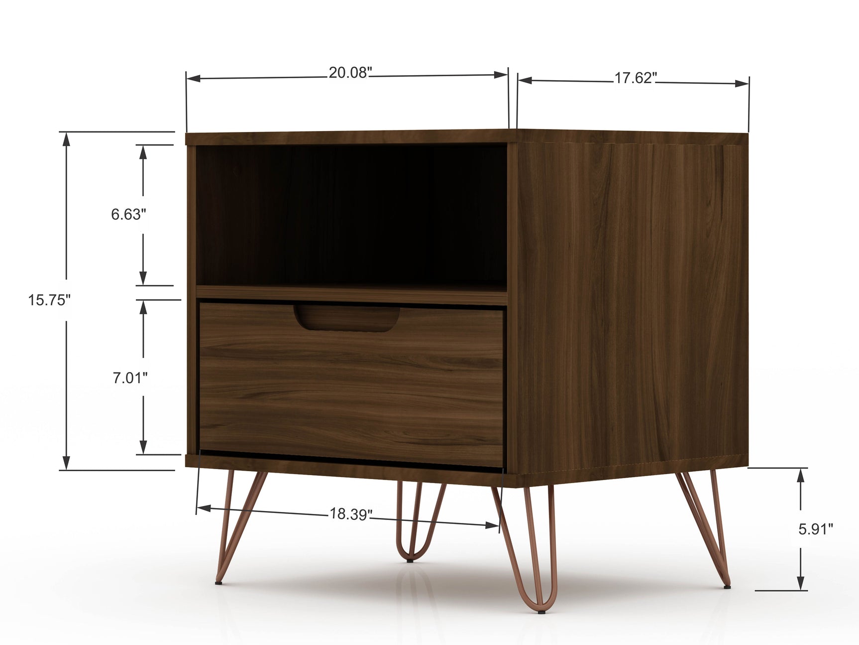 Rockefeller 1.0 Nightstand in Brown - Ornate Home