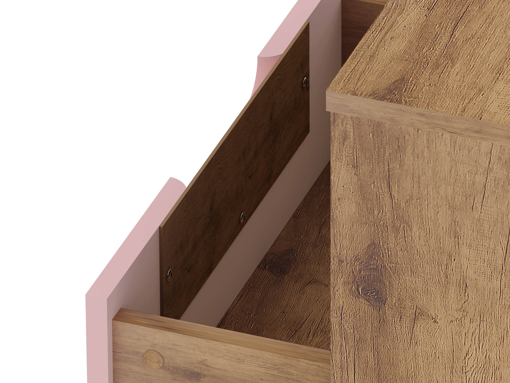 Rockefeller 1.0 Nightstand in Nature and Rose Pink - Ornate Home