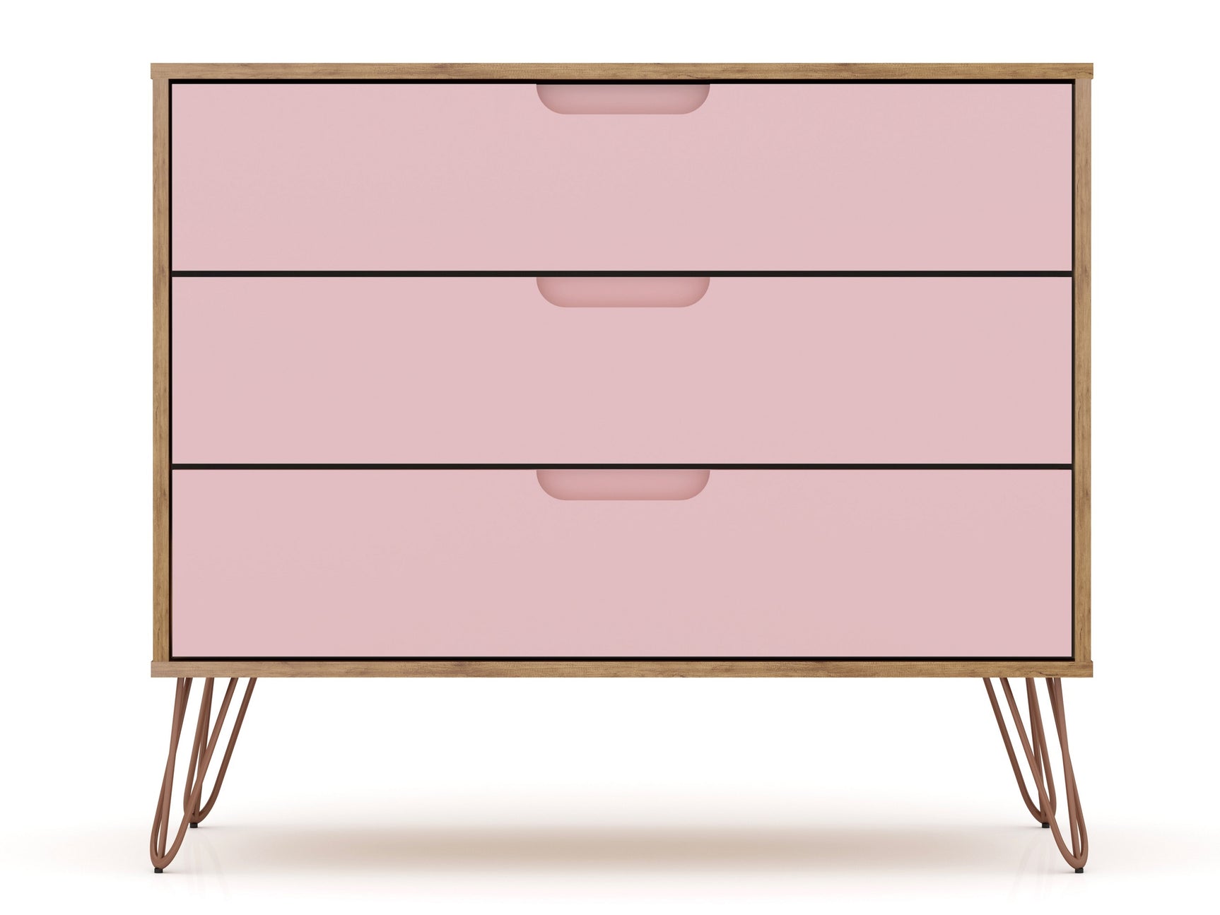 Rockefeller 3-Piece Nature and Rose Pink Dresser and Nightstand Set - Ornate Home