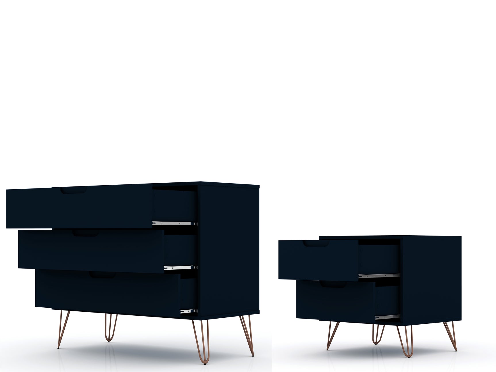 Rockefeller Dresser and Nightstand Set in Tatiana Midnight Blue - Ornate Home