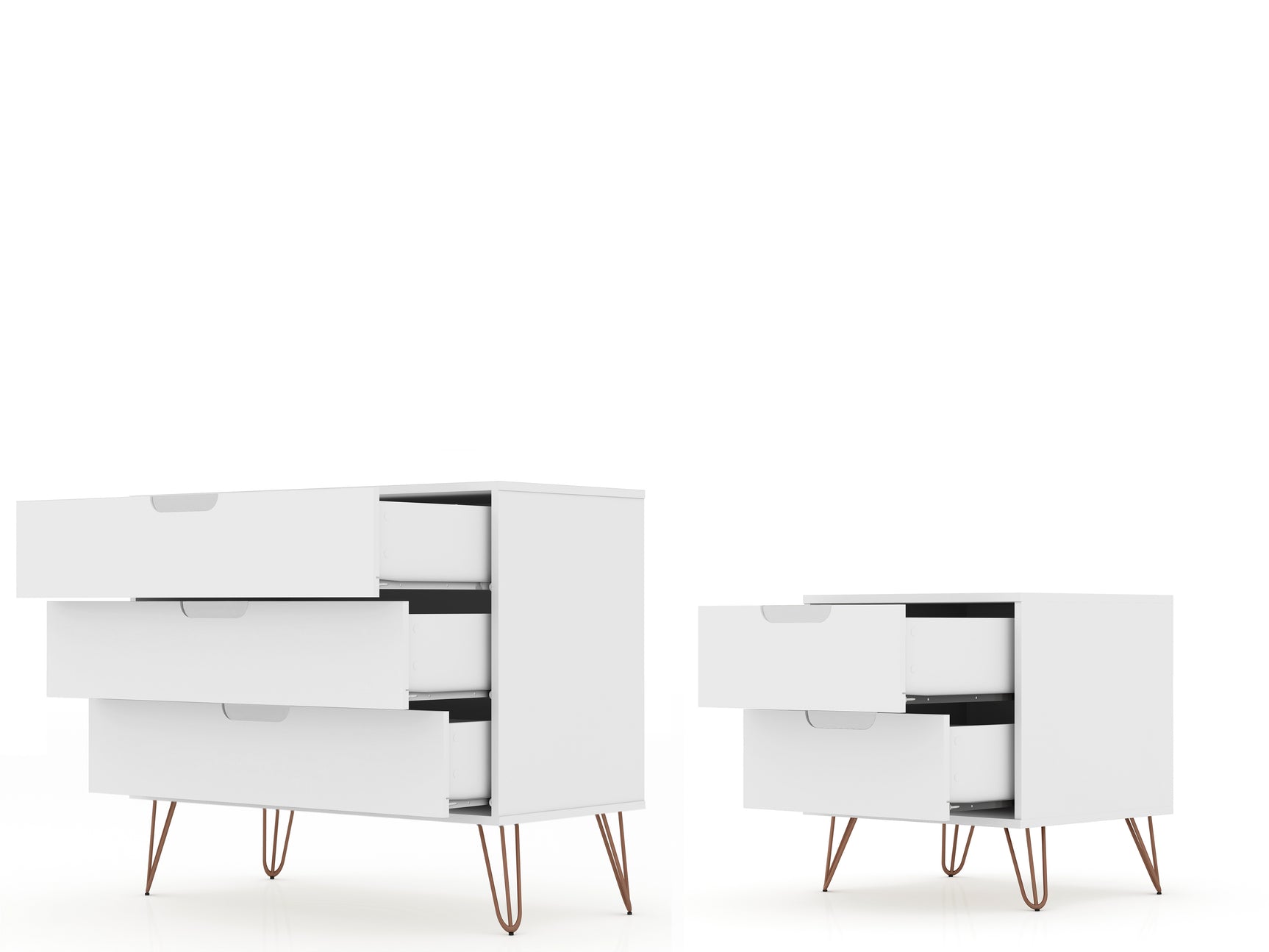 Rockefeller Dresser and Nightstand Set in White - Ornate Home