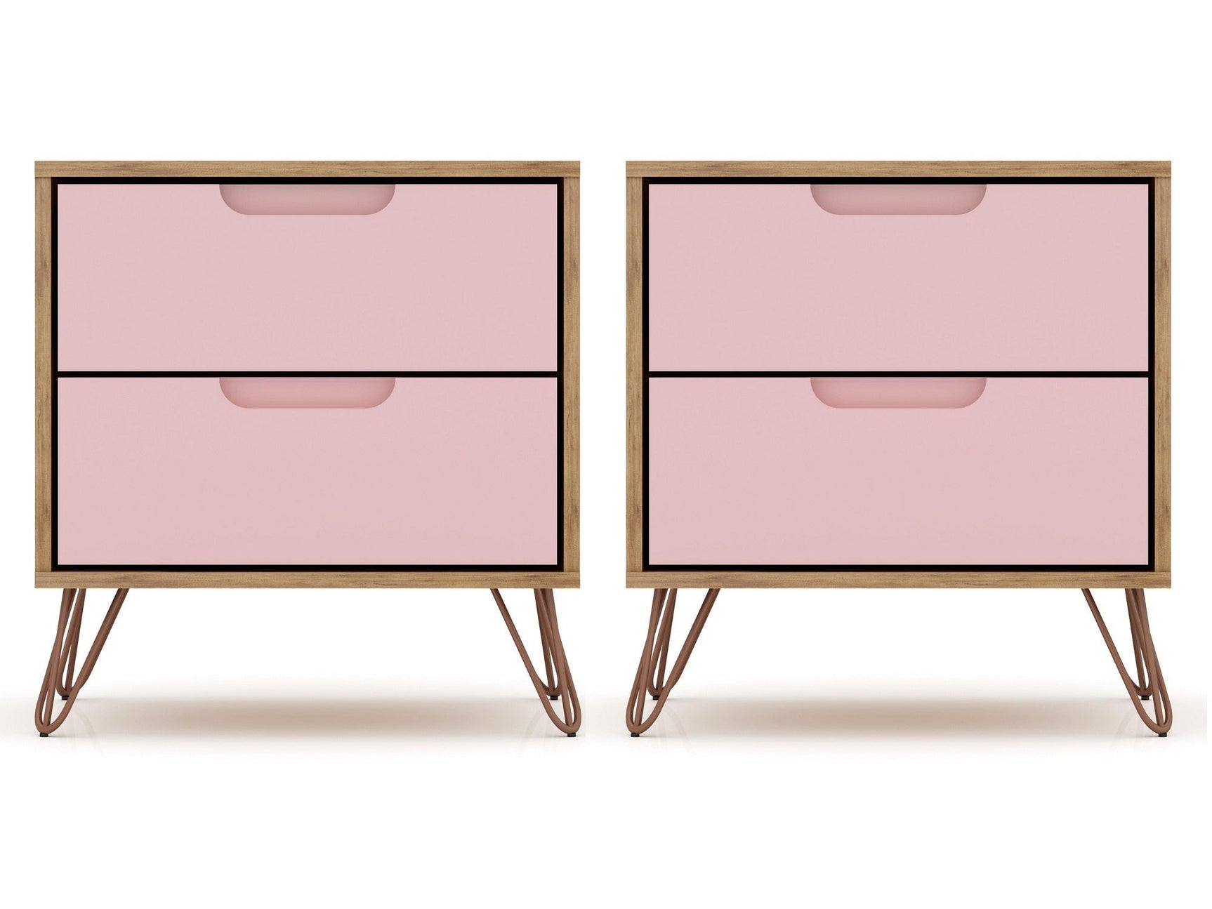Rockefeller Nightstand 2.0 in Nature and Rose Pink (set of 2) - Ornate Home