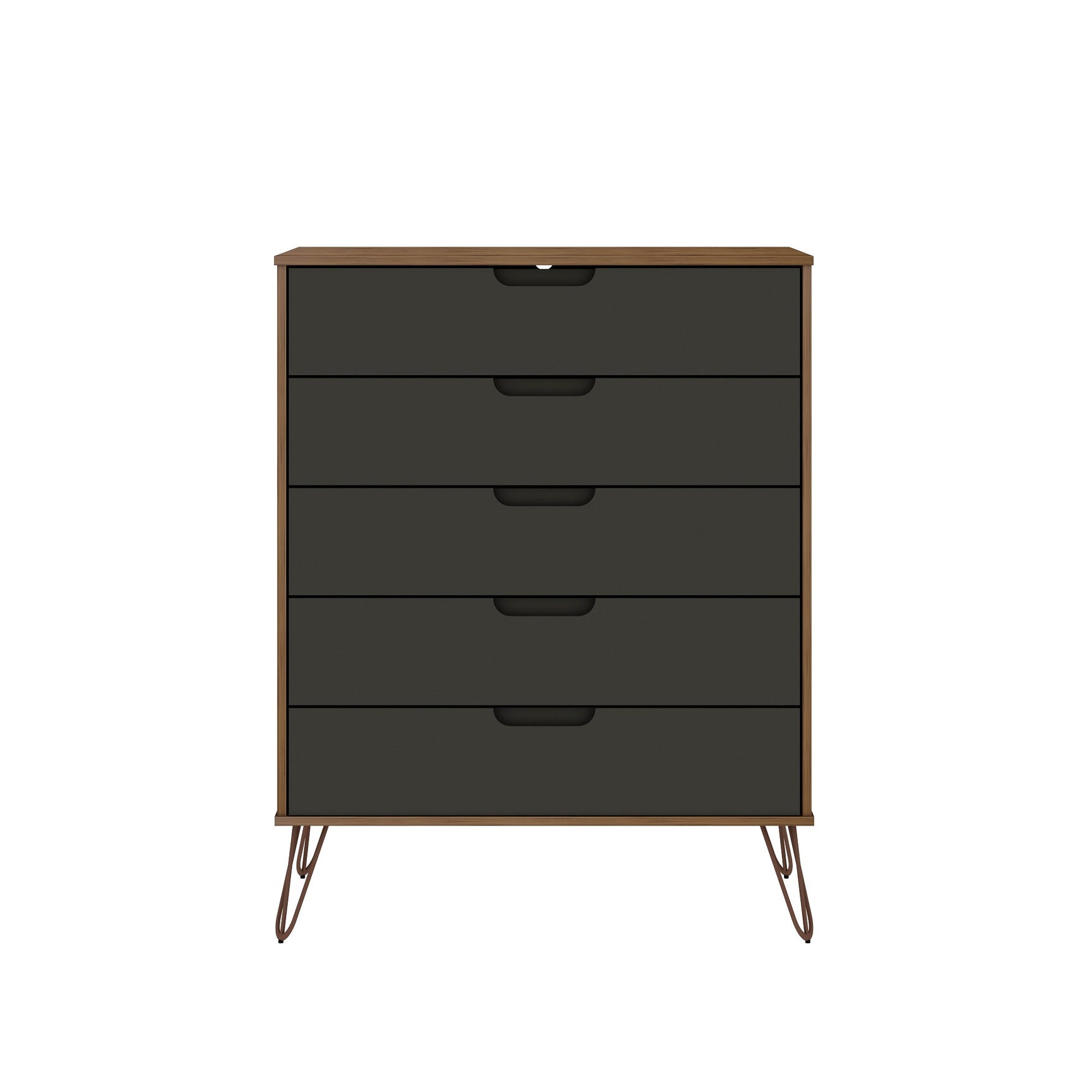Rockefeller Tall 5-Drawer Dresser and Standard 3-Drawer Dresser in Nature and Textured Grey - Ornate Home