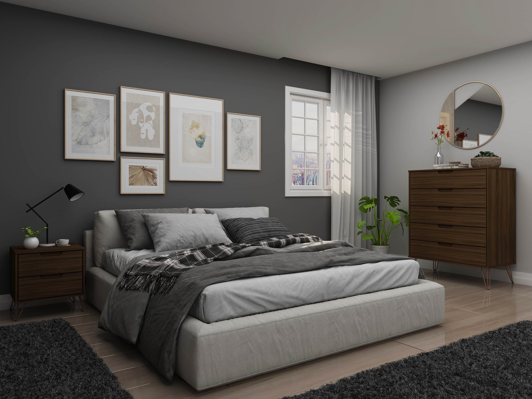 Rockefeller Tall 5-Dresser and 2-Drawer Nightstand in Brown - Ornate Home