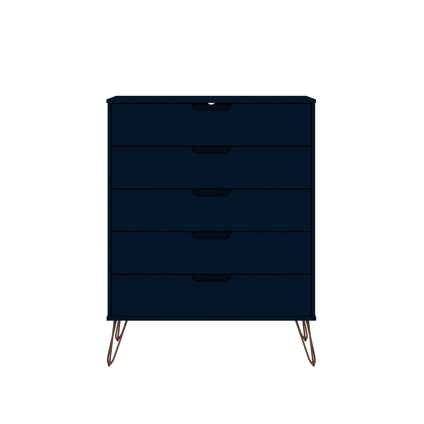Rockefeller Tall 5-Dresser and 2-Drawer Nightstand in Tatiana Midnight Blue - Ornate Home