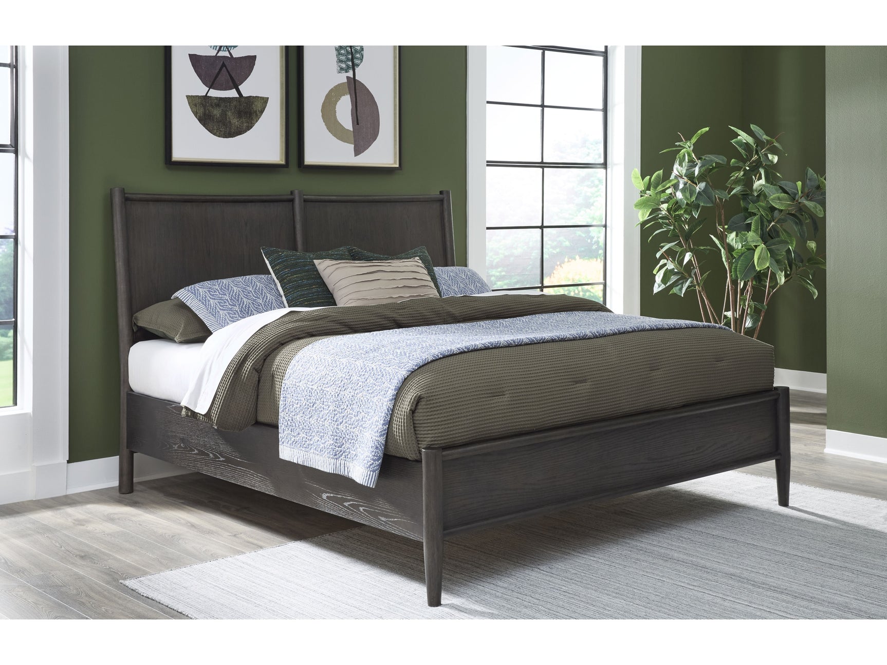 Rockport Oak Wood California King Platform Bed in Yin - Ornate Home