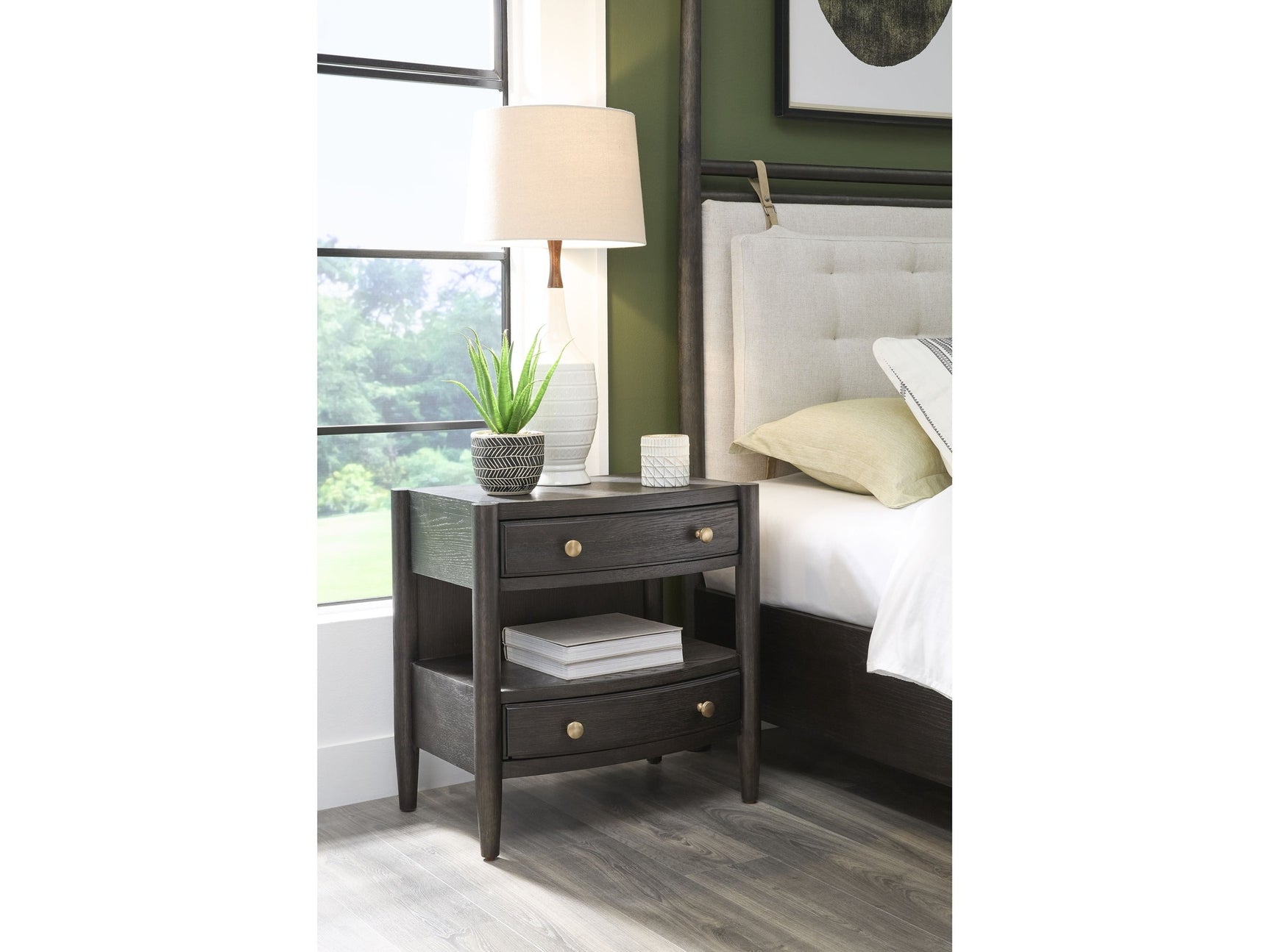 Rockport Two Drawer One Shelf Oak Wood Nightstand in Yin - Ornate Home