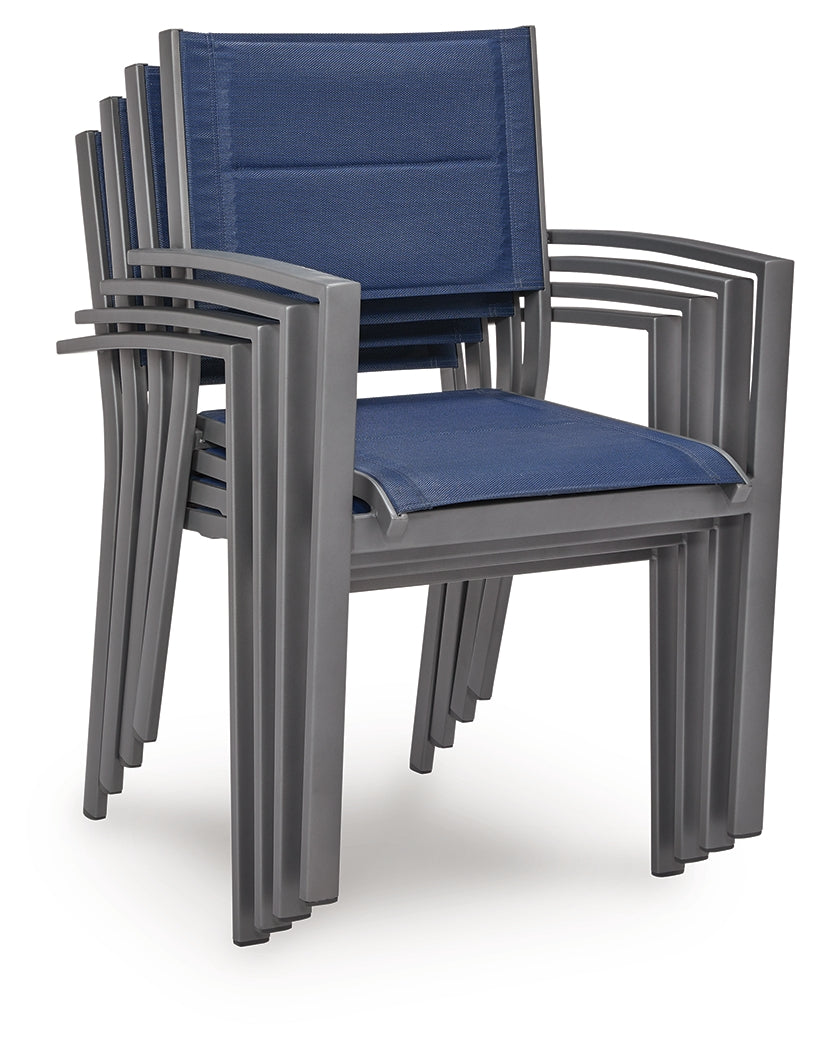 Rocky Creek Blue/Gray Sling Arm Chair (Set of 4) - Ornate Home