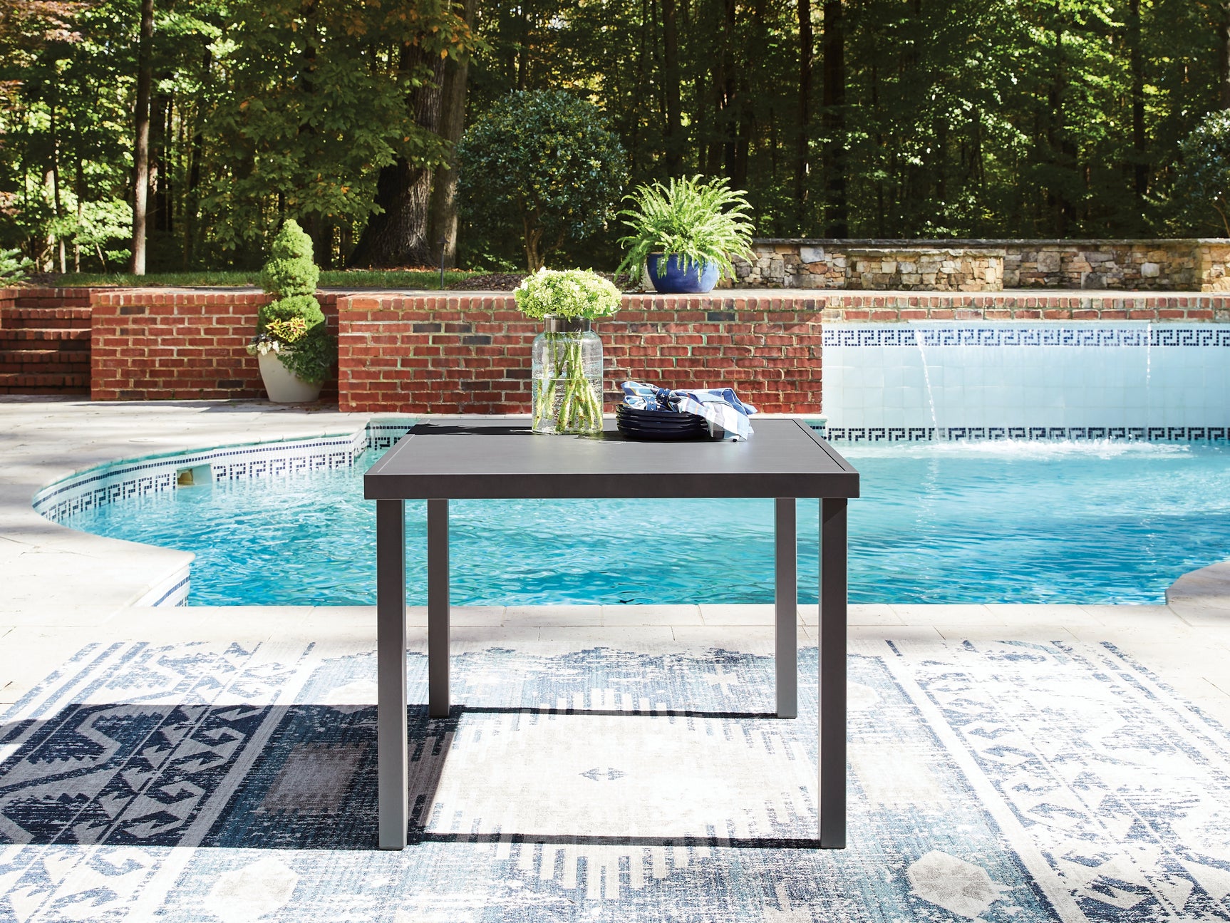 Rocky Creek Gray Square Dining Table w/UMB OPT - Ornate Home