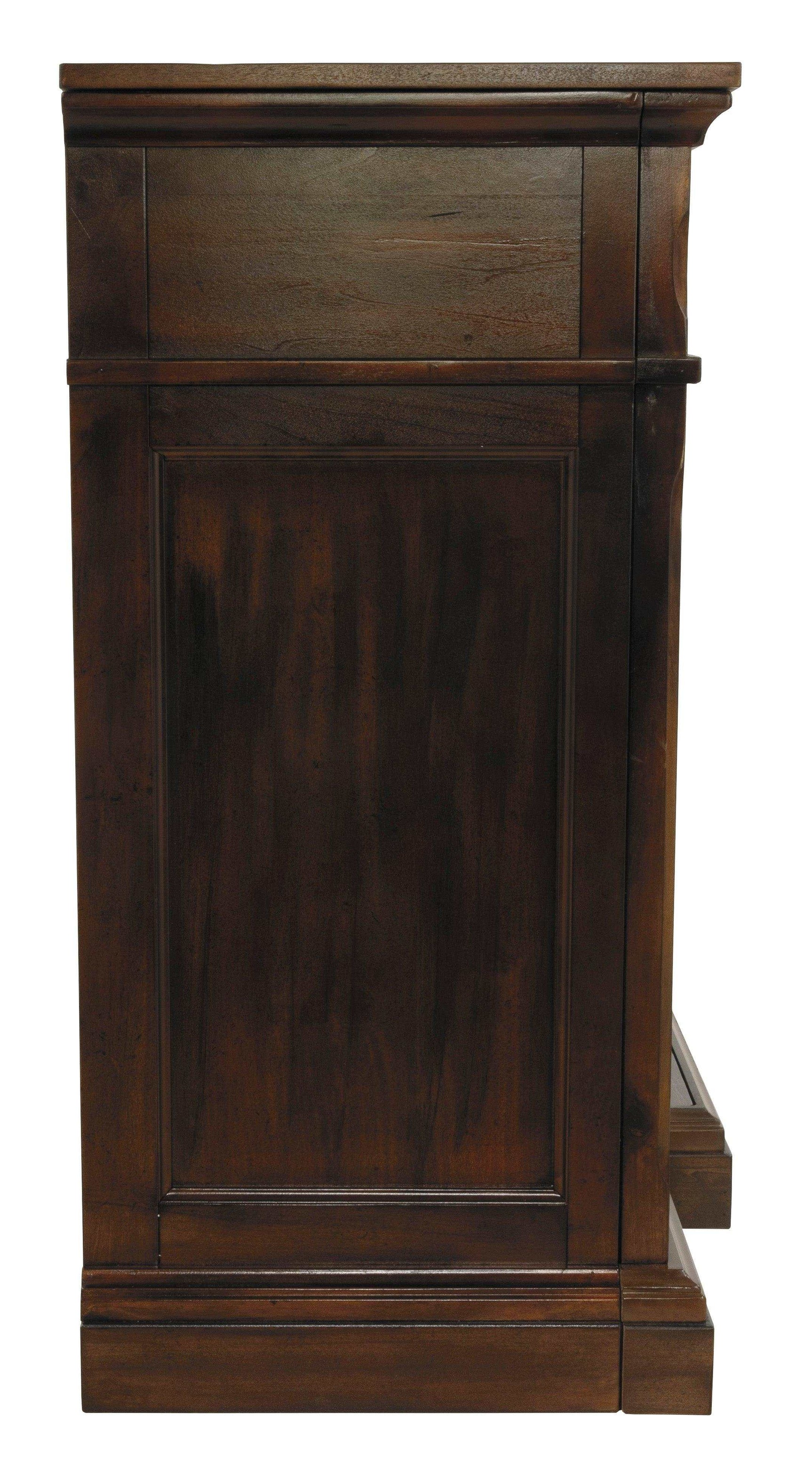 Roddinton Dark Brown 72" TV Stand w/ Electric Fireplace Insert - Ornate Home