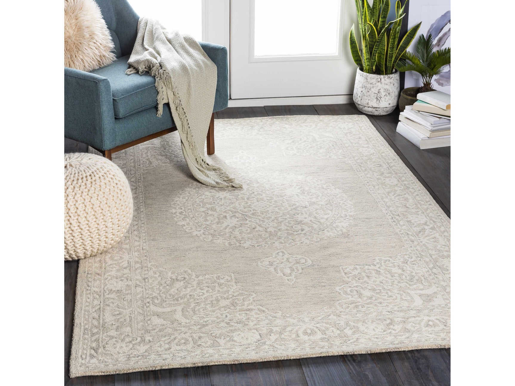 Roessleville Cream Wool Area Rug - Ornate Home