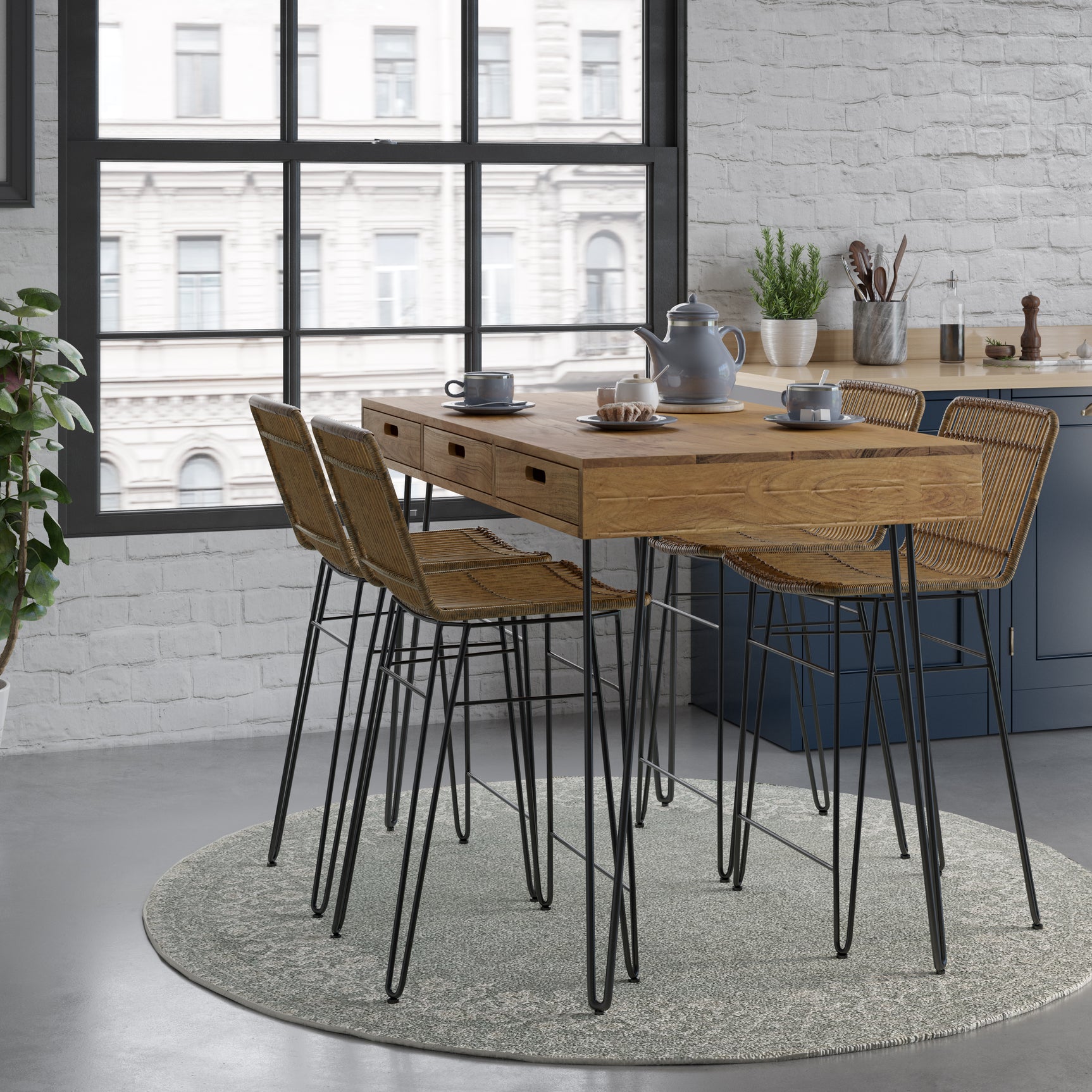 Rollins Natural Counter Table - Ornate Home