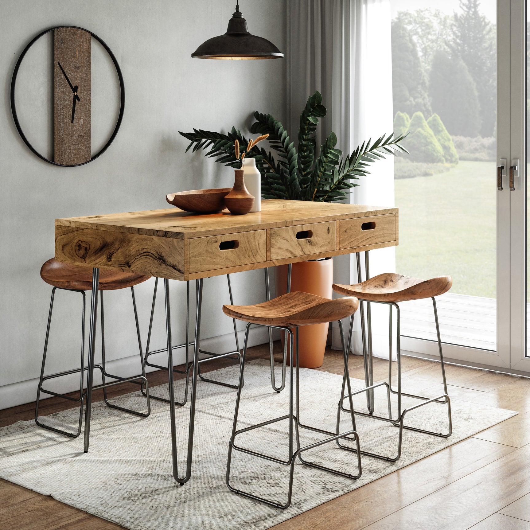 Rollins Natural Counter Table - Ornate Home