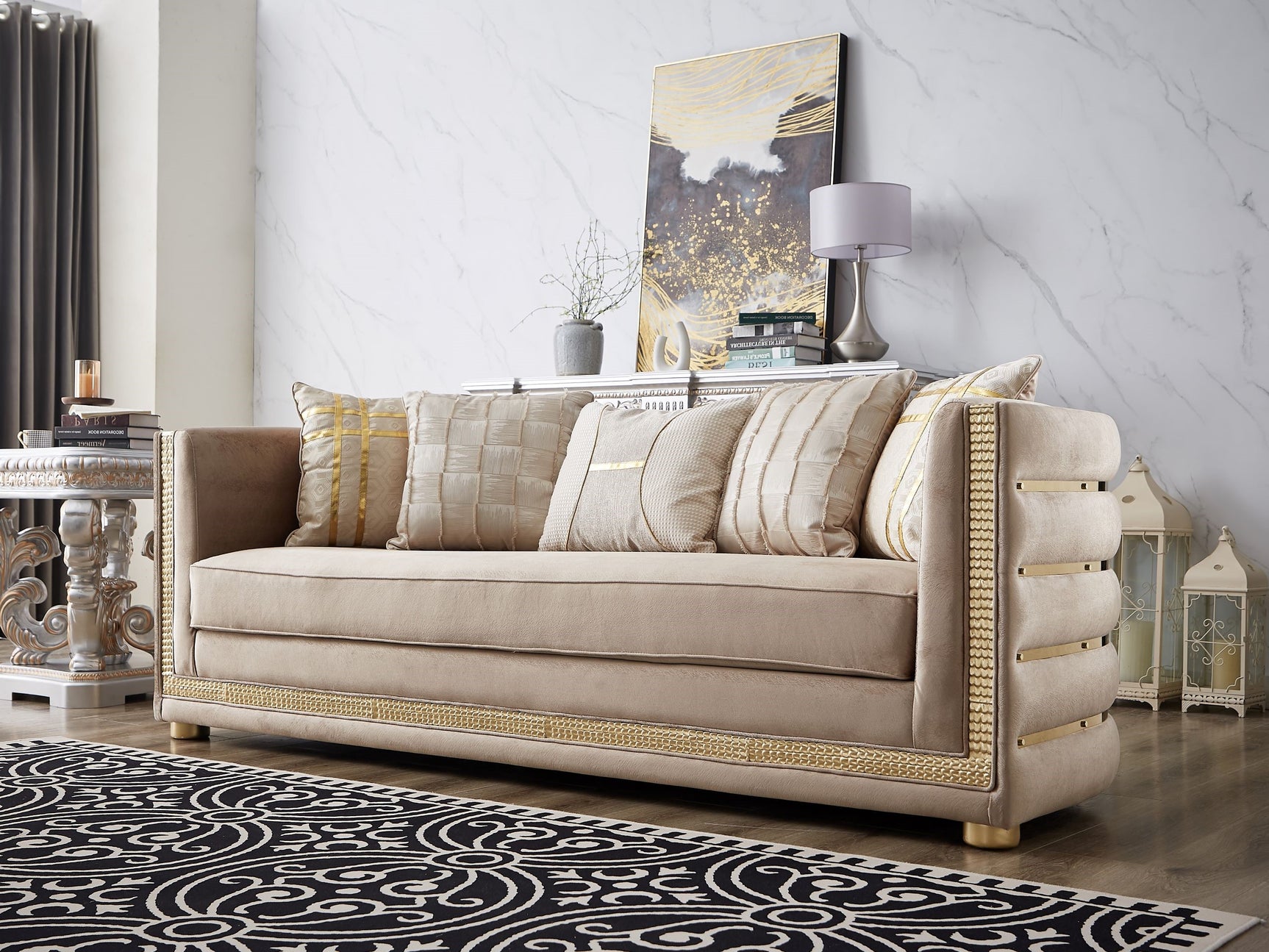Roma Imperiale Beige Loveseat / HD-9040 - Ornate Home