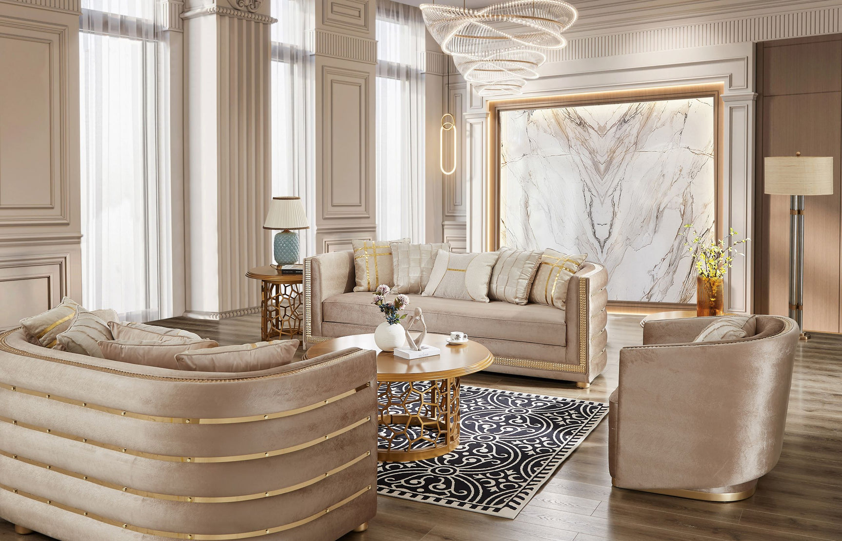 Roma Imperiale Beige Sofa / HD-9040 - Ornate Home