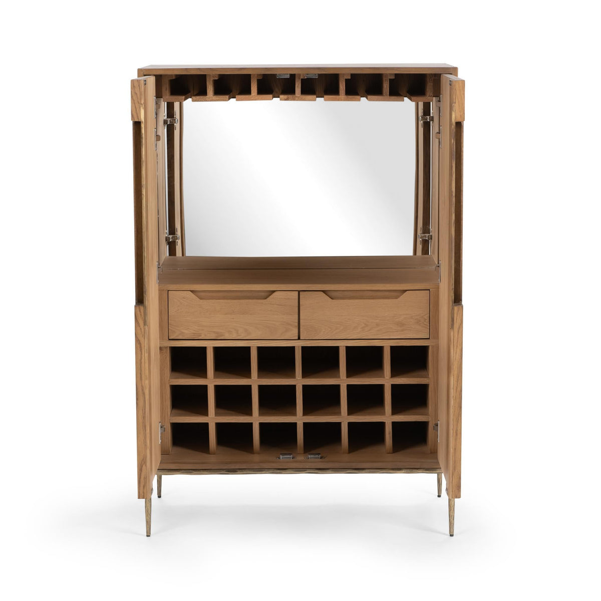 Roman Golden Walnut 2-Door Bar Cabinet
