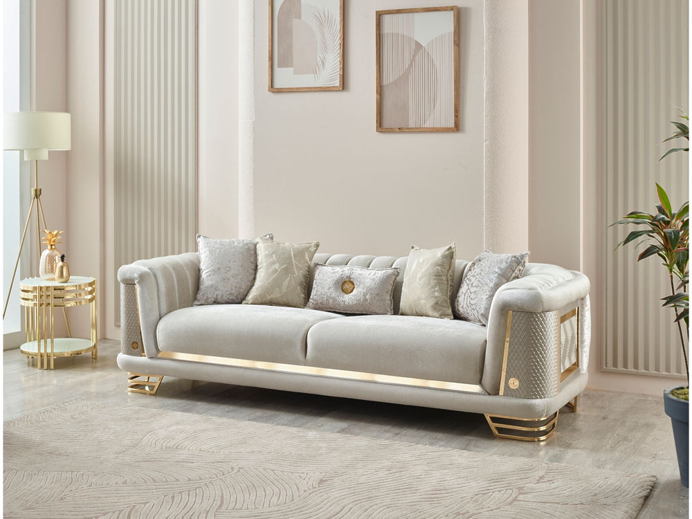 Romans Cream 3-pieces (Sofa & Loveseat & Chair) Living Room Set