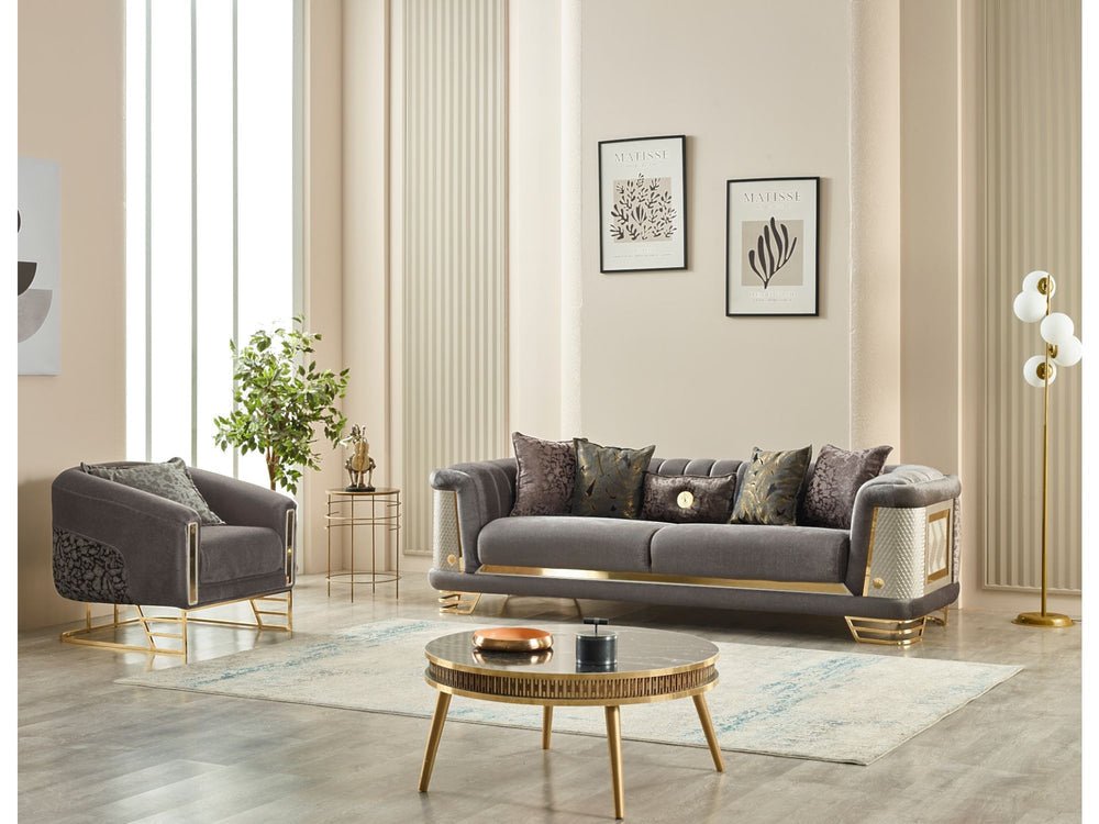 Romans Grey 3-pieces (Sofa & Loveseat & Chair) Living Room Set