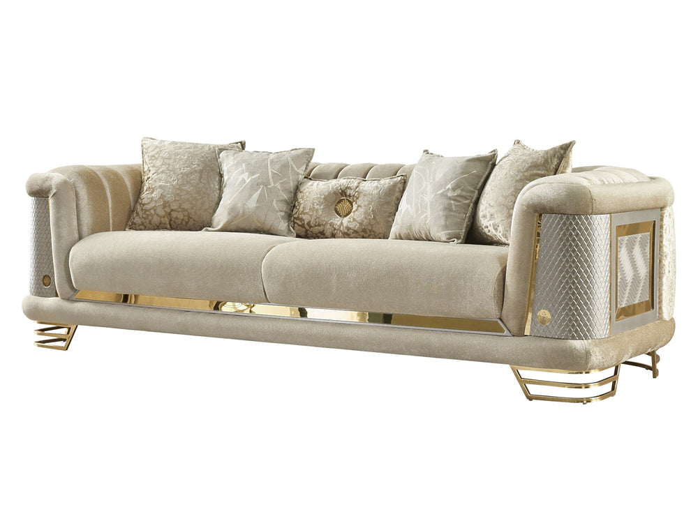 Romans Beige 3-pieces (Sofa & Loveseat & Chair) Living Room Set - Ornate Home