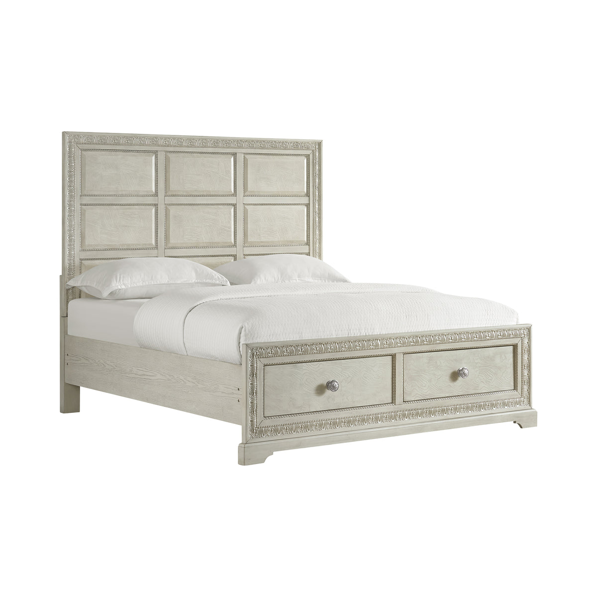 Romilly White 3-Piece King Storage Bedroom Set with 2 Nightstands - Ornate Home