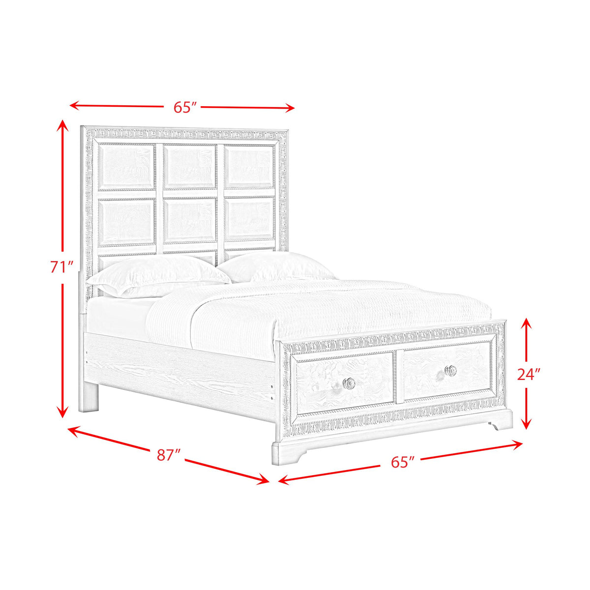 Romilly White 5-Piece Queen Storage Bedroom Set - Ornate Home