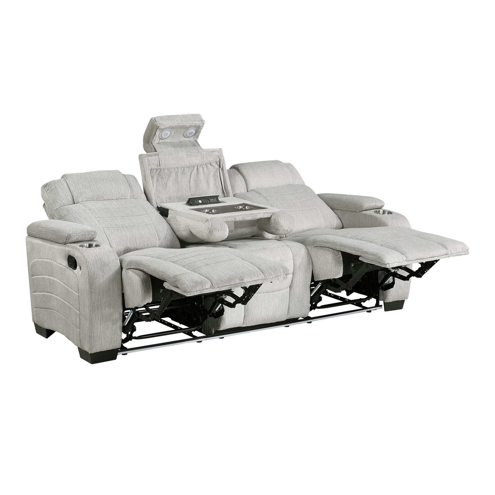 Ronan Light-Gray Double Reclining Sofa - Ornate Home